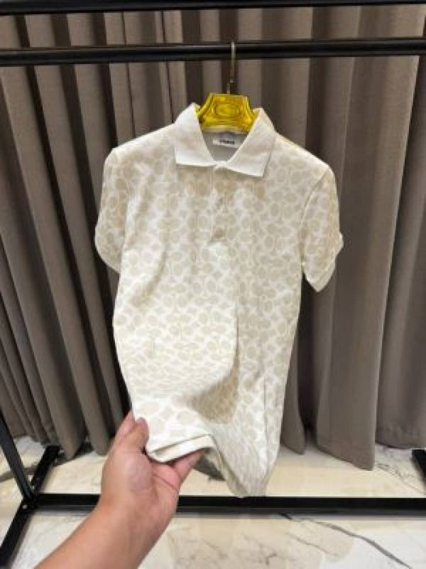 Coach Full Monogram Polo T-shirt Cream