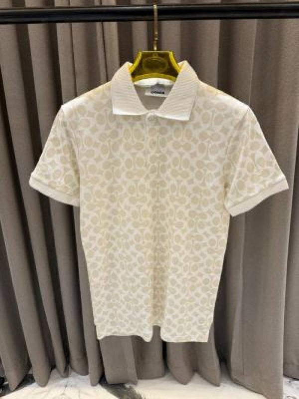 Coach Full Monogram Polo T-shirt Cream