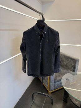 Ralph lauren carbon black denim imported shirt with embroidery logo on chest