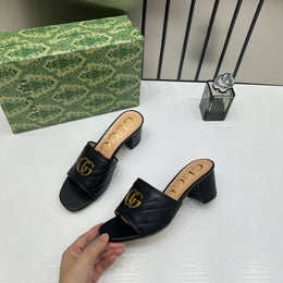Gucci_GG_Marmont_Black_Mules_Sandal_Heel_For_Women_With_OG_Box_And_Carry_Bag_2189-G_Black