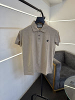 Gucci laser cut monogram steel logo imported polo tshirt beige sale