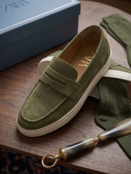 ZARRA GREEN SUEDE LOAFER 400