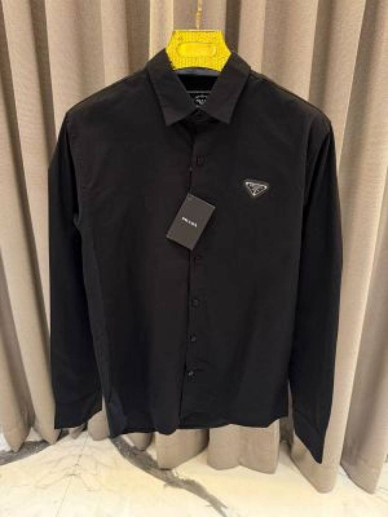 Prada Milano Chest Logo Full Sleeves Shirt Black