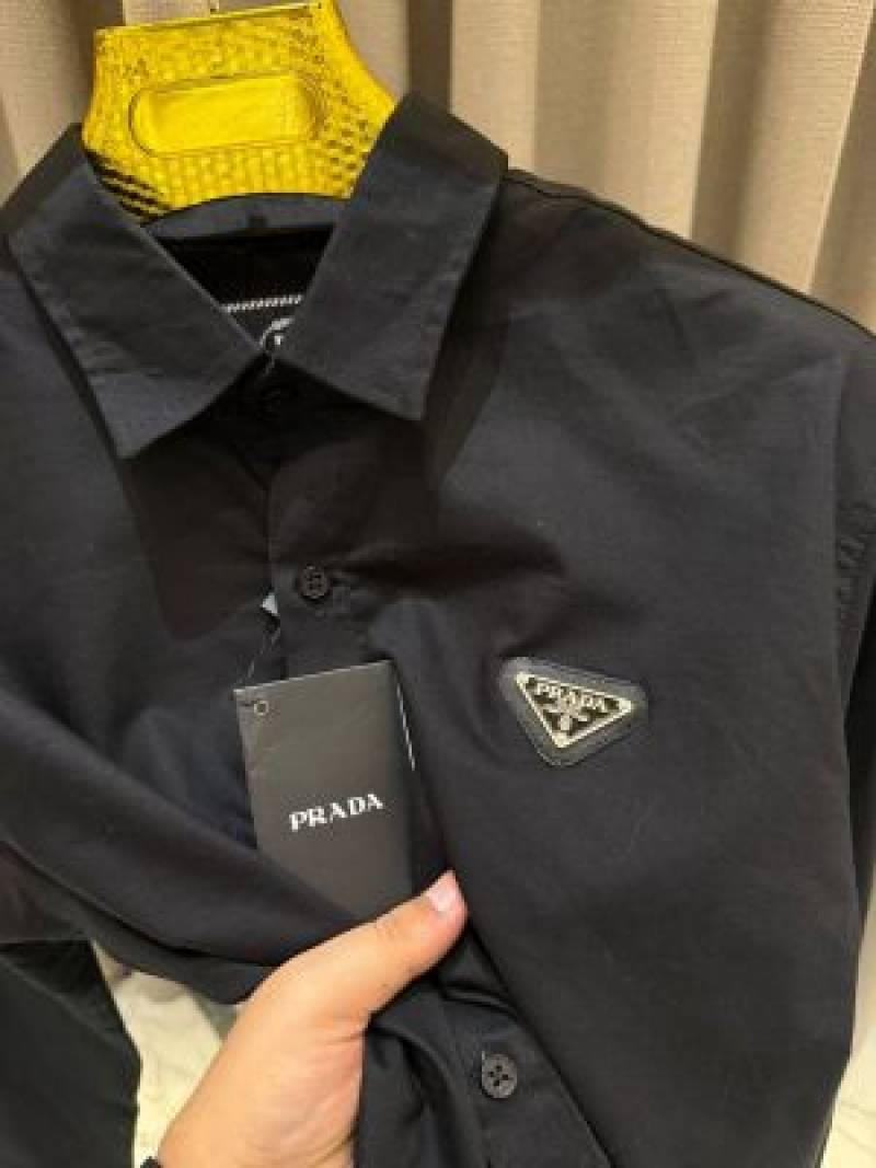 Prada Milano Chest Logo Full Sleeves Shirt Black