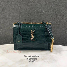 Ysl sunset Crocodile Skin 2504 Shoulder Bag With Original Box & DustCover