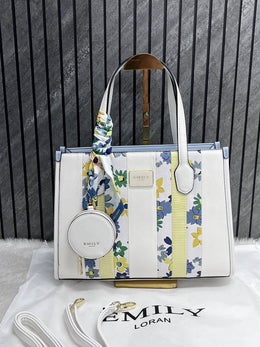 Emily Loran Blue Medium Satchel Bag Highend Leather Handbag With Dust Cover Packaging