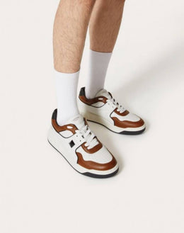 ....Valentyno garavani one stud low top nappa sneaker white brown 435