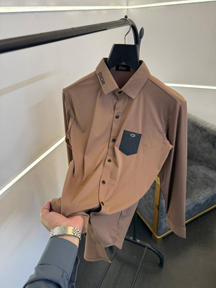 Dior Turkish imported shirt with brand patch on chest brown