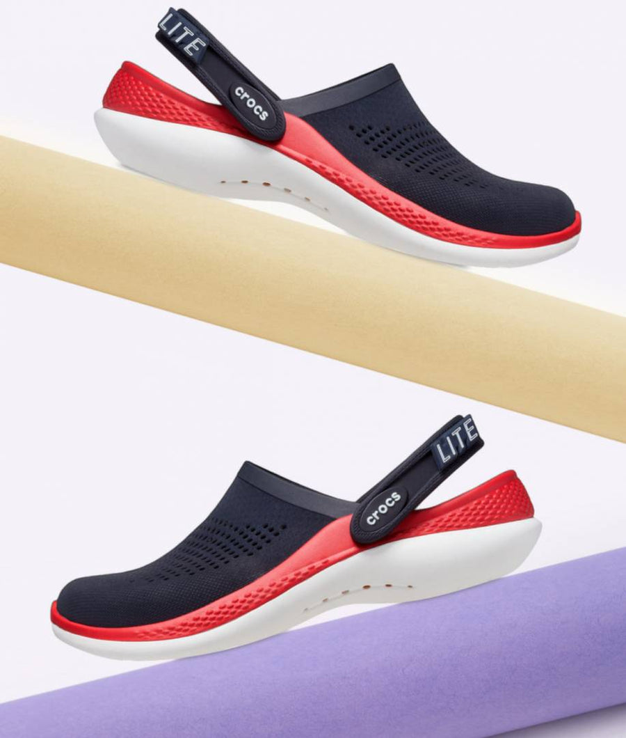 Crocs Lite Ride 360 Navy Red Carry Bag Og box