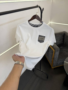 Christian diyor turkish imported round neck tshirt with brand patch white