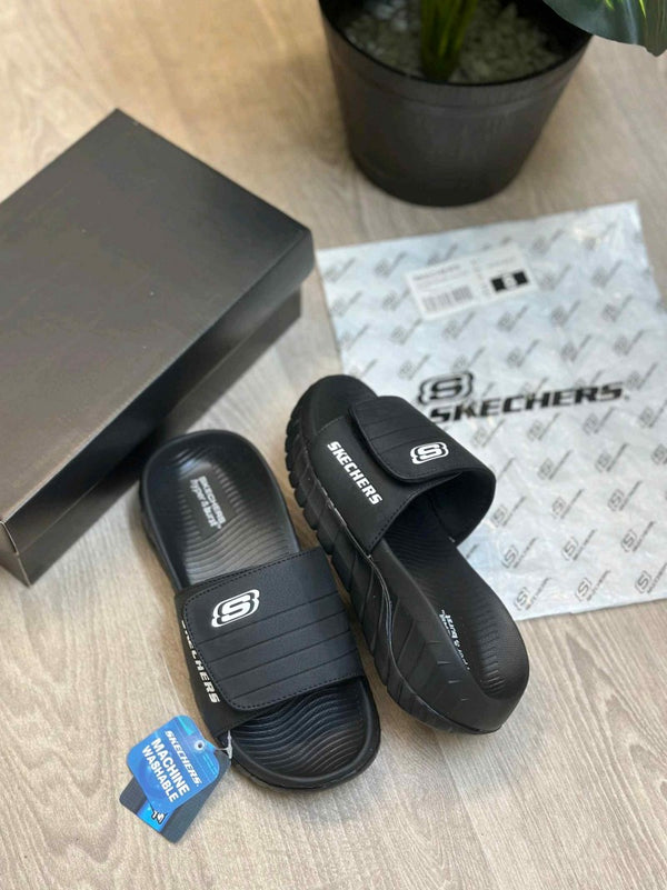 Skechers Go Recover Adjust Premium All Black Slides