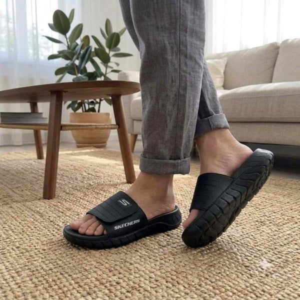 Skechers Go Recover Adjust Premium All Black Slides