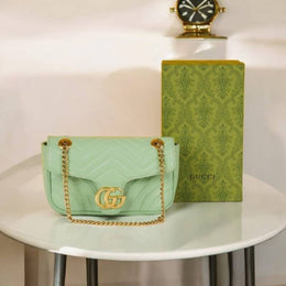 Gucci GG Marmont Matelasse Shoulder Bag With OG Box & Dust Bag (Green - 536)