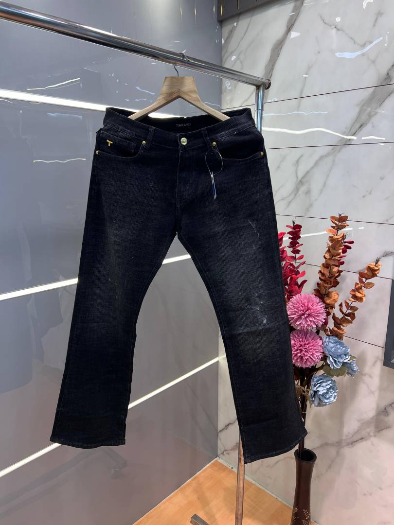 Tom for Black Shade Premium Imported Stretchable Lycra Fabric Boot Cut Denim with Embroidered Design 3482