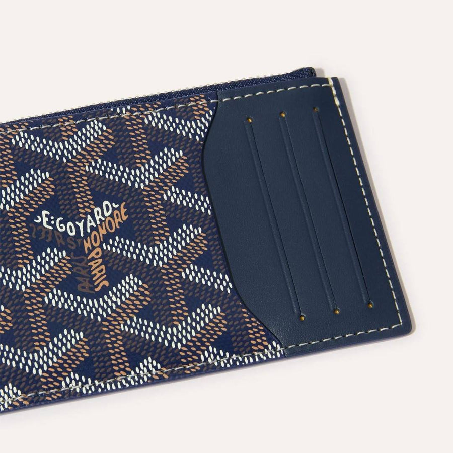 Goyarrd GO-1 Blue Bourbon Zip Card Case Wallet With Original Box & DustCover