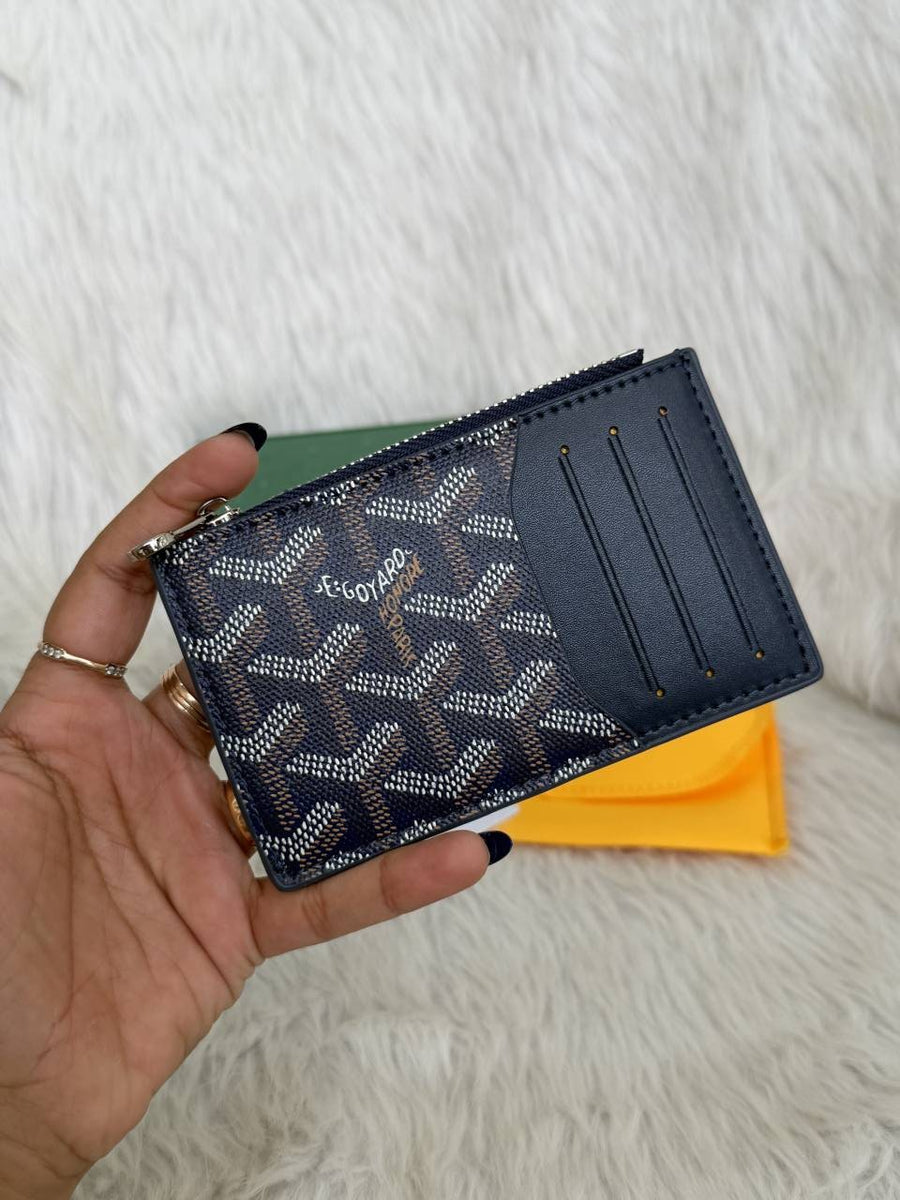 Goyarrd GO-1 Blue Bourbon Zip Card Case Wallet With Original Box & DustCover