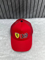 Ferrari F1 Net Front Logo Red Premium Unisex Cap (With Safety Box)