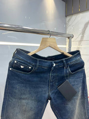 Prada Green Shade Boot Cut Premium Imported Stretchable Lycra Fabric Denim with Patch Logo 3761