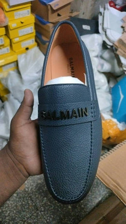 BALMAII N LEATHER LOAFERS Navy