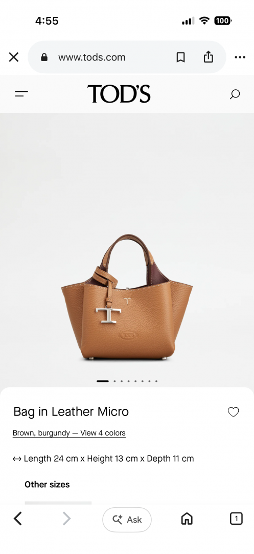 Todds Micro Leather Handbag With Originalbox & DustCover