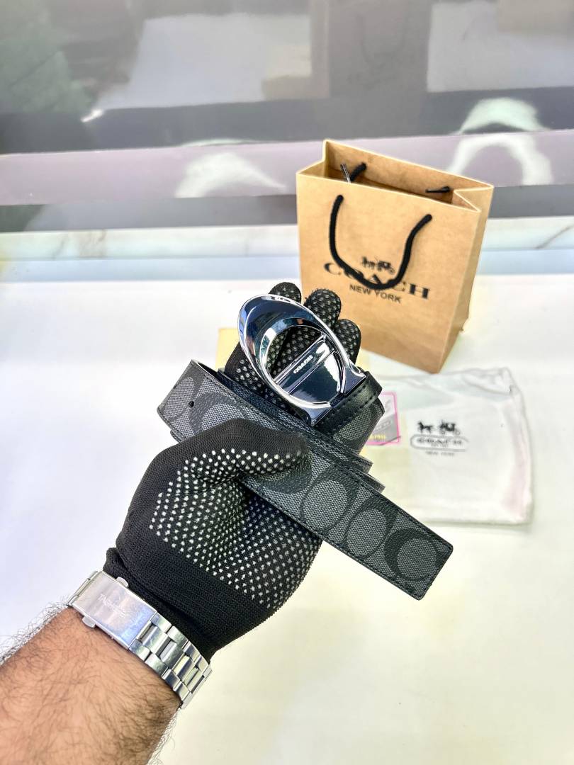 Coach Belt Black Silver Fa 71