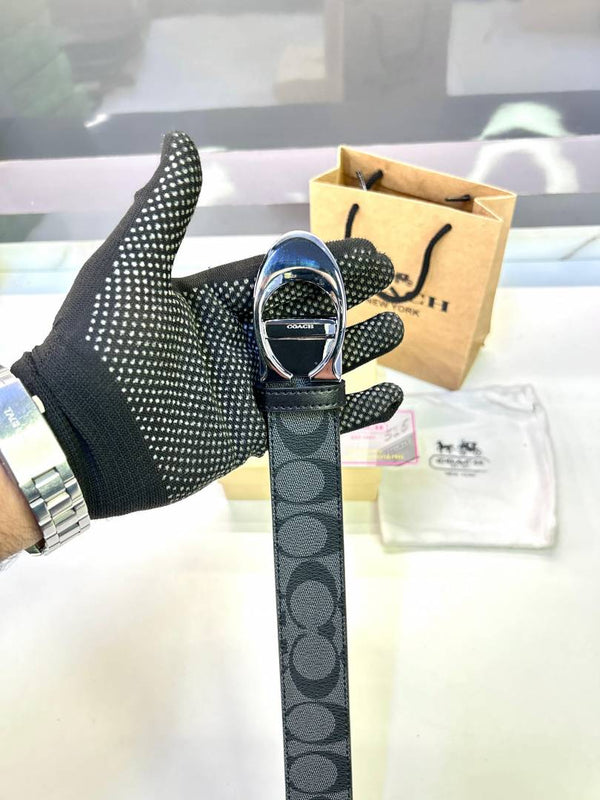 Coach Belt Black Silver Fa 71