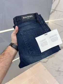 Balmain Paris Green Shade Premium Imported Stretchable Lycra Fabric Straight Fit Denim with Embroidered Logo Sale Offer 2922
