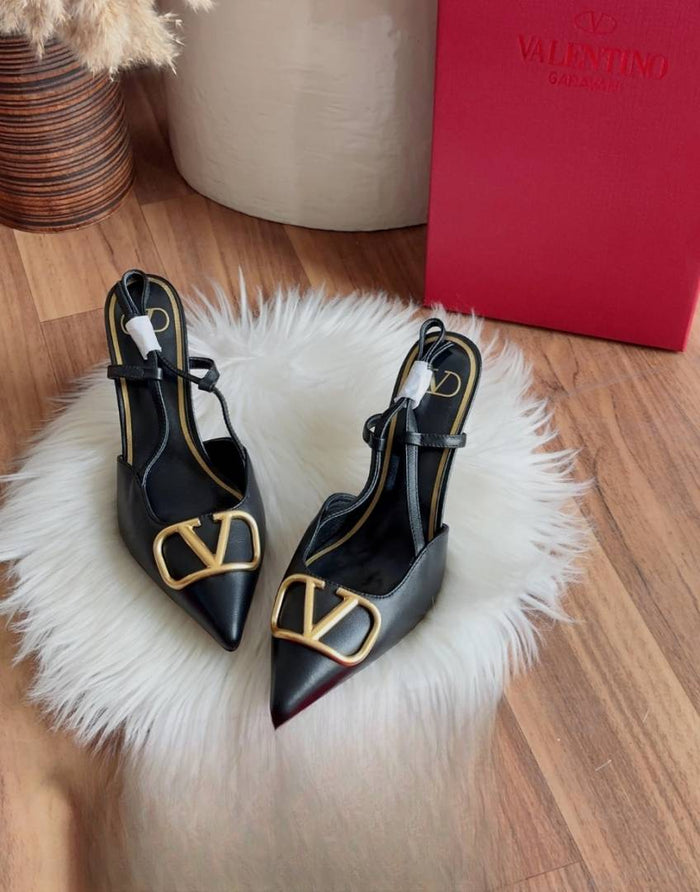 Valentino_Garavani_VLogo_Signature_Slingback_Pumps_Black_Leather_With_OG_Box_&_Carry_Bag_933V_Black style idea