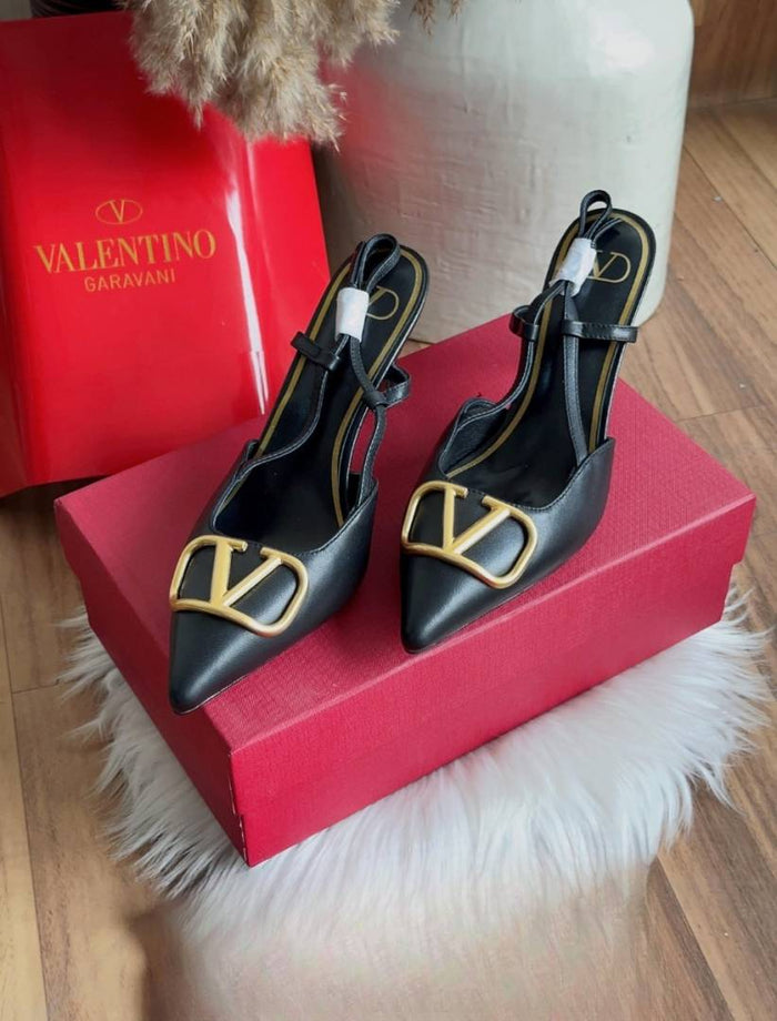 Valentino_Garavani_VLogo_Signature_Slingback_Pumps_Black_Leather_With_OG_Box_&_Carry_Bag_933V_Black style idea