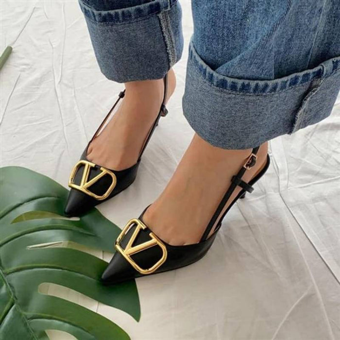 Valentino_Garavani_VLogo_Signature_Slingback_Pumps_Black_Leather_With_OG_Box_&_Carry_Bag_933V_Black style idea