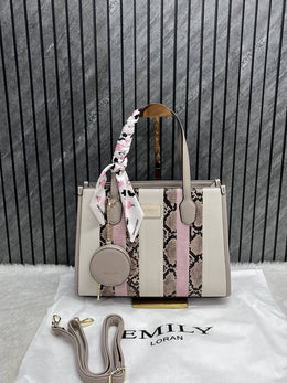Emily Loran Beige Medium Satchel Bag Highend Leather Handbag With Dust Cover Packaging