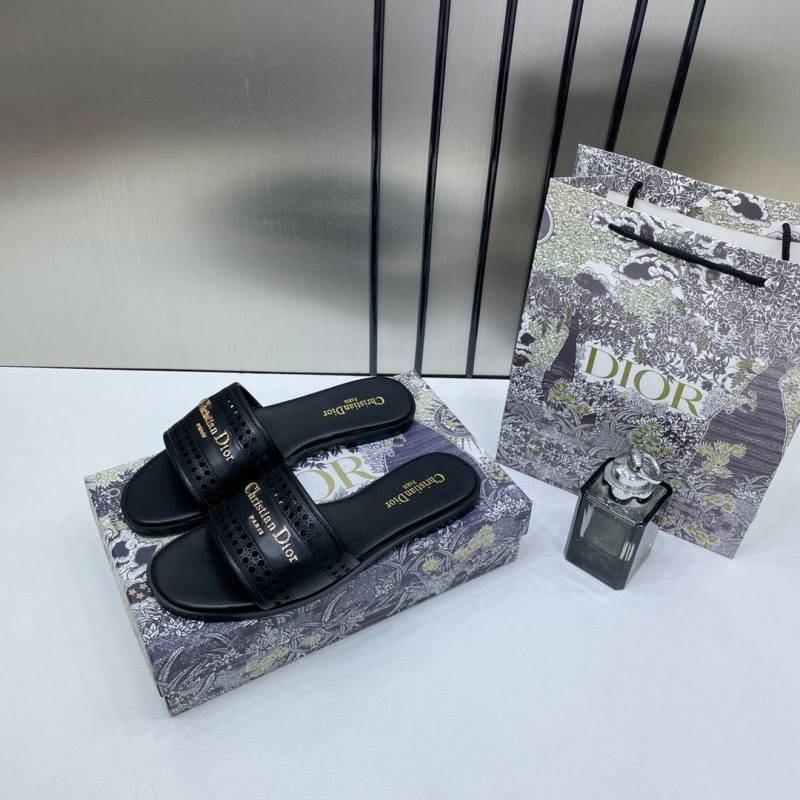Christian_Diyor_D-Lane_Slide_Black_Flats_Openwork_Microcannage_Motif_With_OG_Box_&_Carry_Bag_1892_Black