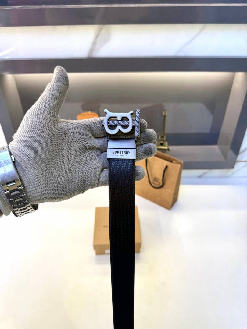 Burberry Reversible Grey Black Belt Fa 483