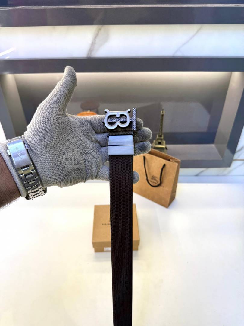 Burberry Reversible Grey Black Belt Fa 483