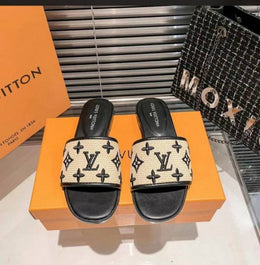 Louis Vuitton_Lv__Brown_Canvas_Flat_Mule_For_Her_Wid_OG_Box_Carry_Bag_Brown_Canvas