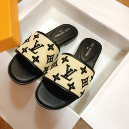 Louis Vuitton_Lv__Brown_Canvas_Flat_Mule_For_Her_Wid_OG_Box_Carry_Bag_Brown_Canvas