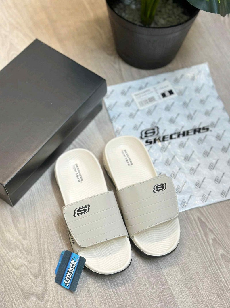 Skechers Go Recover Adjust Premium Beige Black Slides
