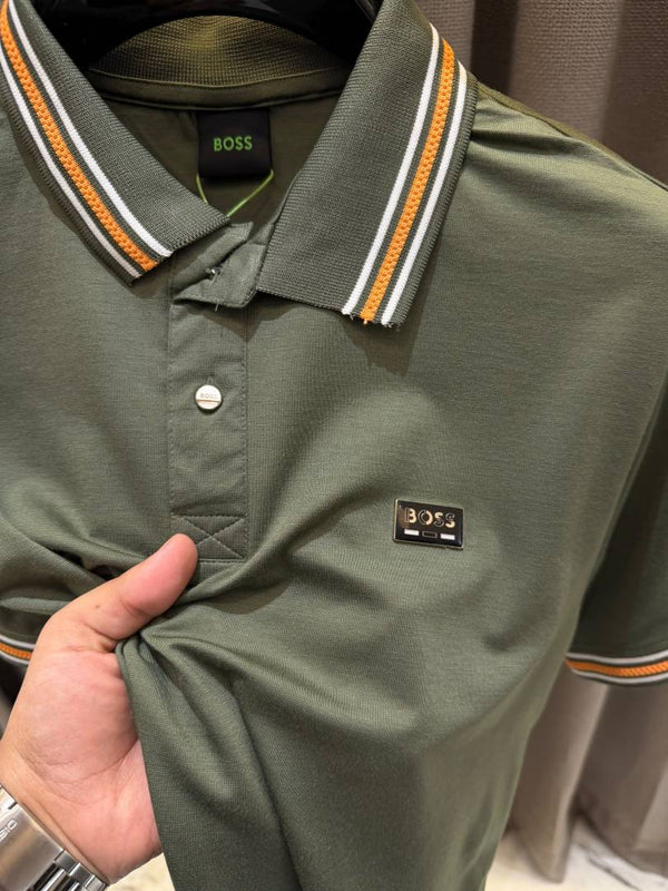 Boss Chest Logo Polo T-shirt Olive
