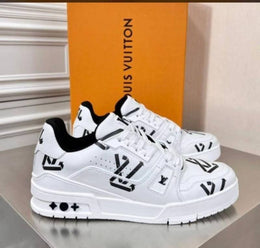 ....Loius Vutton LV Monogram Trainer Black Logo Sneakers 450