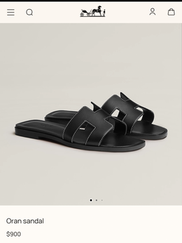 Hermes Paris Oran Black Flats For Her With OG Box & Carry Bag Slide Black