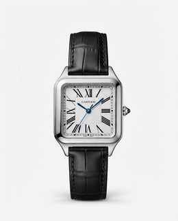Cartier Santos Dumont Square Black Silver White Dial