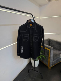 True religion black imported cargo double pocket shirt