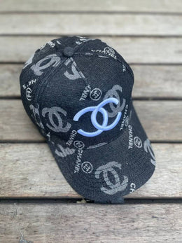 Chanel_CC_Denim_Black_Monogram_Print_White_Logo_Premium_Unisex_Cap_(With_Box)