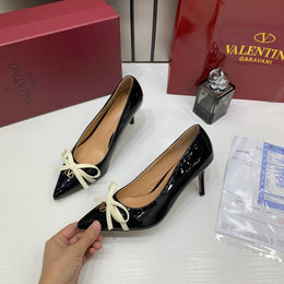 Valentino_Pump_Heel_Elegant_Womens_Black_Patent_Leather_With_White_Knot_With_OG_Box_&_Carry_Bag_933-V9_Black
