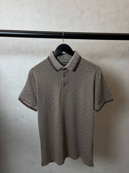 Michael Kors Taupe Monogram Polo T-Shorts 1036