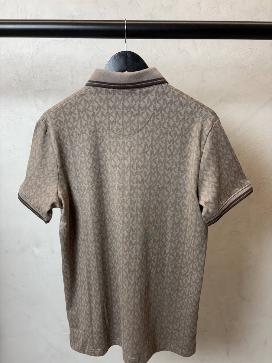 Michael Kors Taupe Monogram Polo T-Shorts 1036