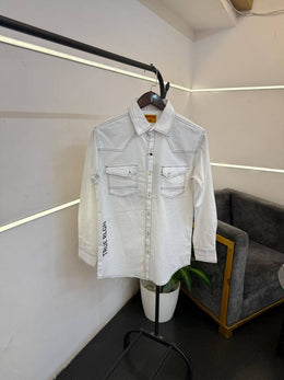 True religion white imported cargo double pocket shirt