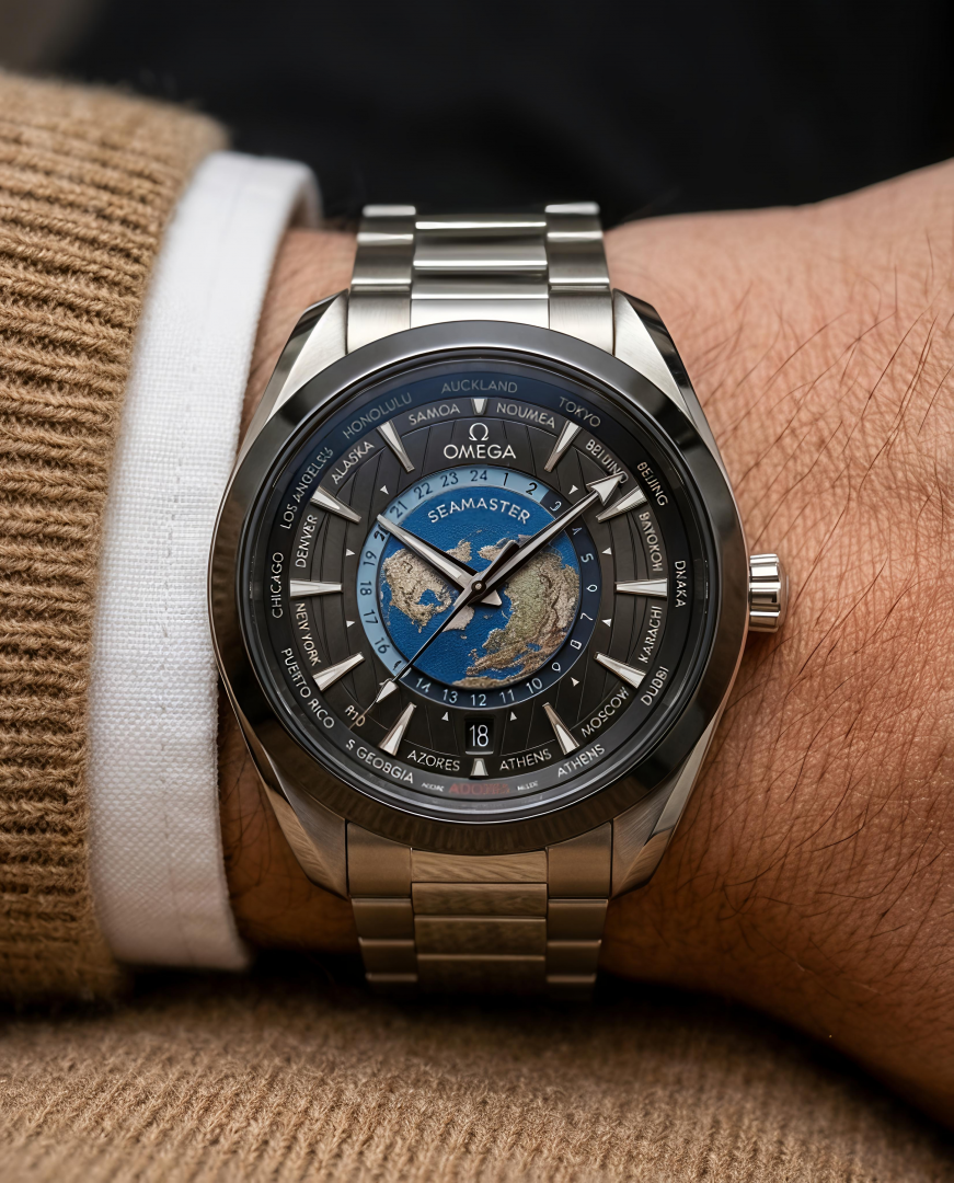 Omega Seamaster Aqua Terra GMT Worldtimer Black-Bazel