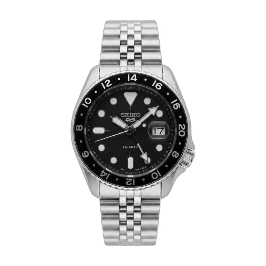 Seiko Gmt Master silver Black Dial
