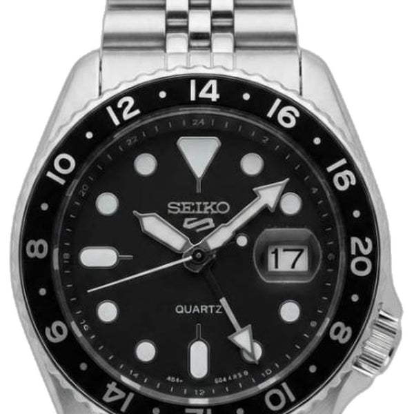 Seiko Gmt Master silver Black Dial